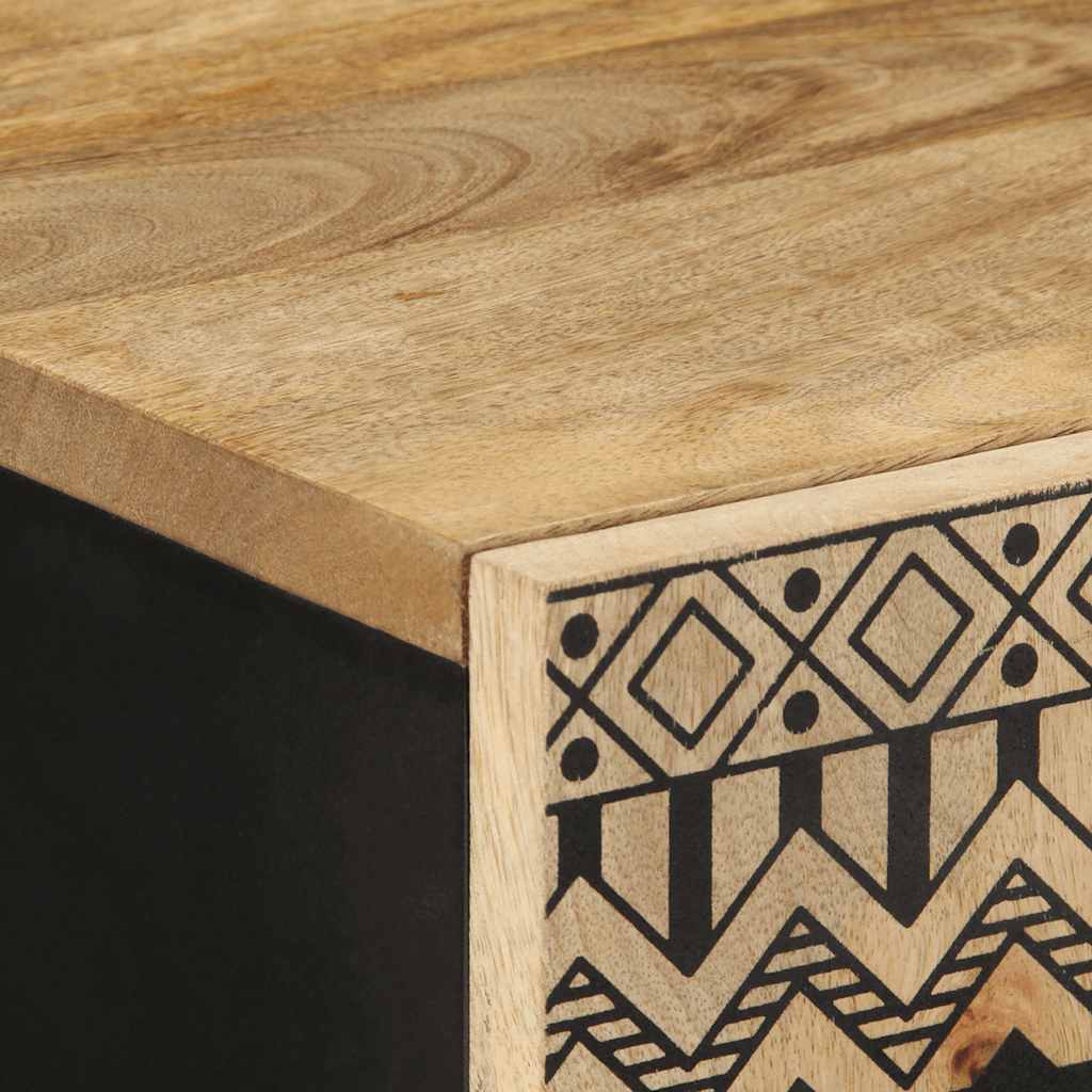 Highboard Black Solid Rough Mango Wood, Iron Medium Highboard