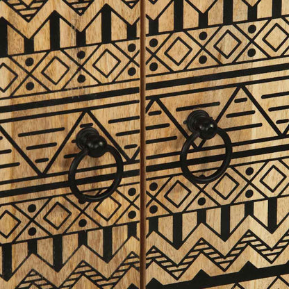 Highboard Black Solid Rough Mango Wood, Iron Medium Highboard