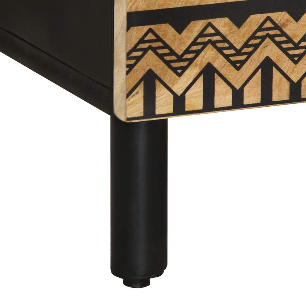 Highboard Black Solid Rough Mango Wood, Iron Medium Highboard