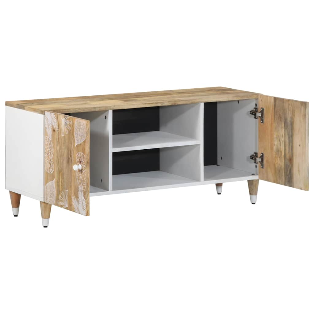 TV Cabinet Natural Mango Wood and White