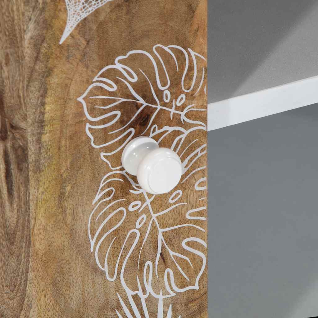 TV Cabinet Natural Mango Wood and White