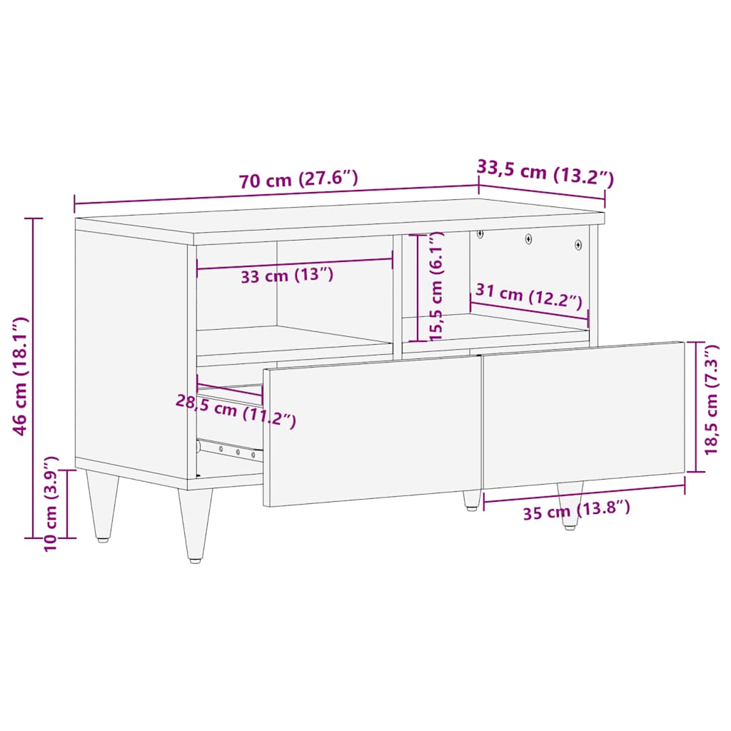 TV Cabinet Mango Natural with White Paint