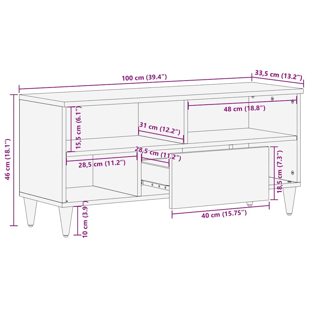 TV Cabinet Mango natural with white paint Solid mango wood