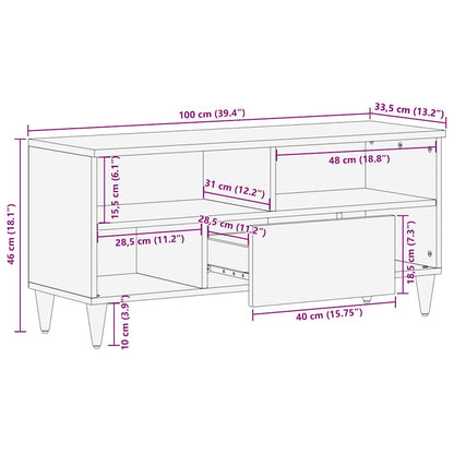 TV Cabinet Mango natural with white paint Solid mango wood