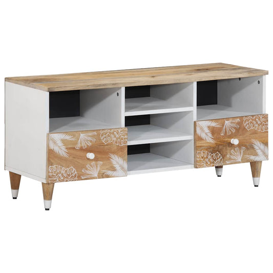 TV Cabinet Natural Mango Wood with White