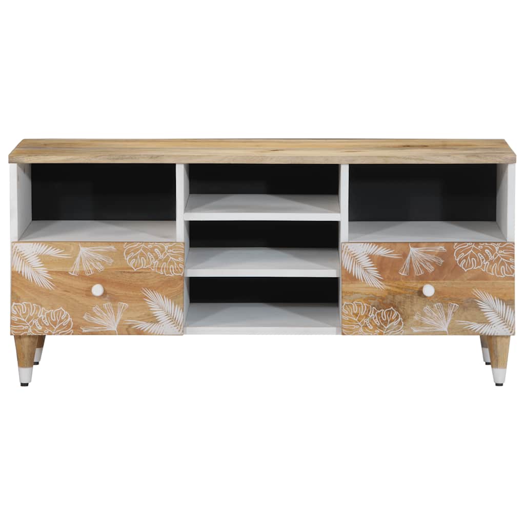 TV Cabinet Natural Mango Wood with White