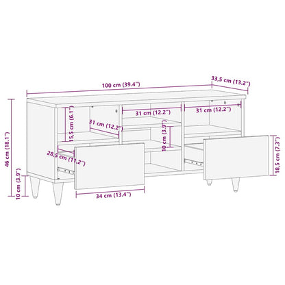 TV Cabinet Natural Mango Wood with White