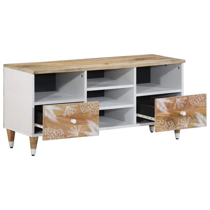 TV Cabinet Natural Mango Wood with White