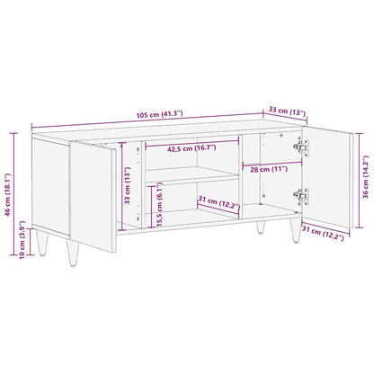 TV Cabinet with Shelf Brown 105 x 33.5 x 46 cm Solid Mango wood