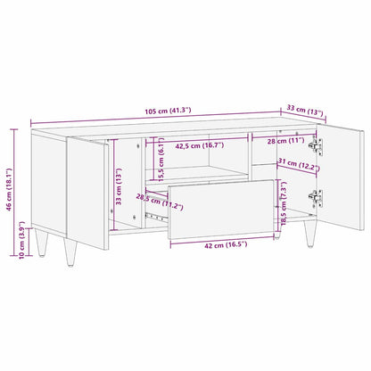 TV Cabinet with Shelf Brown 105 x 33.5 x 46 cm Solid Mango wood
