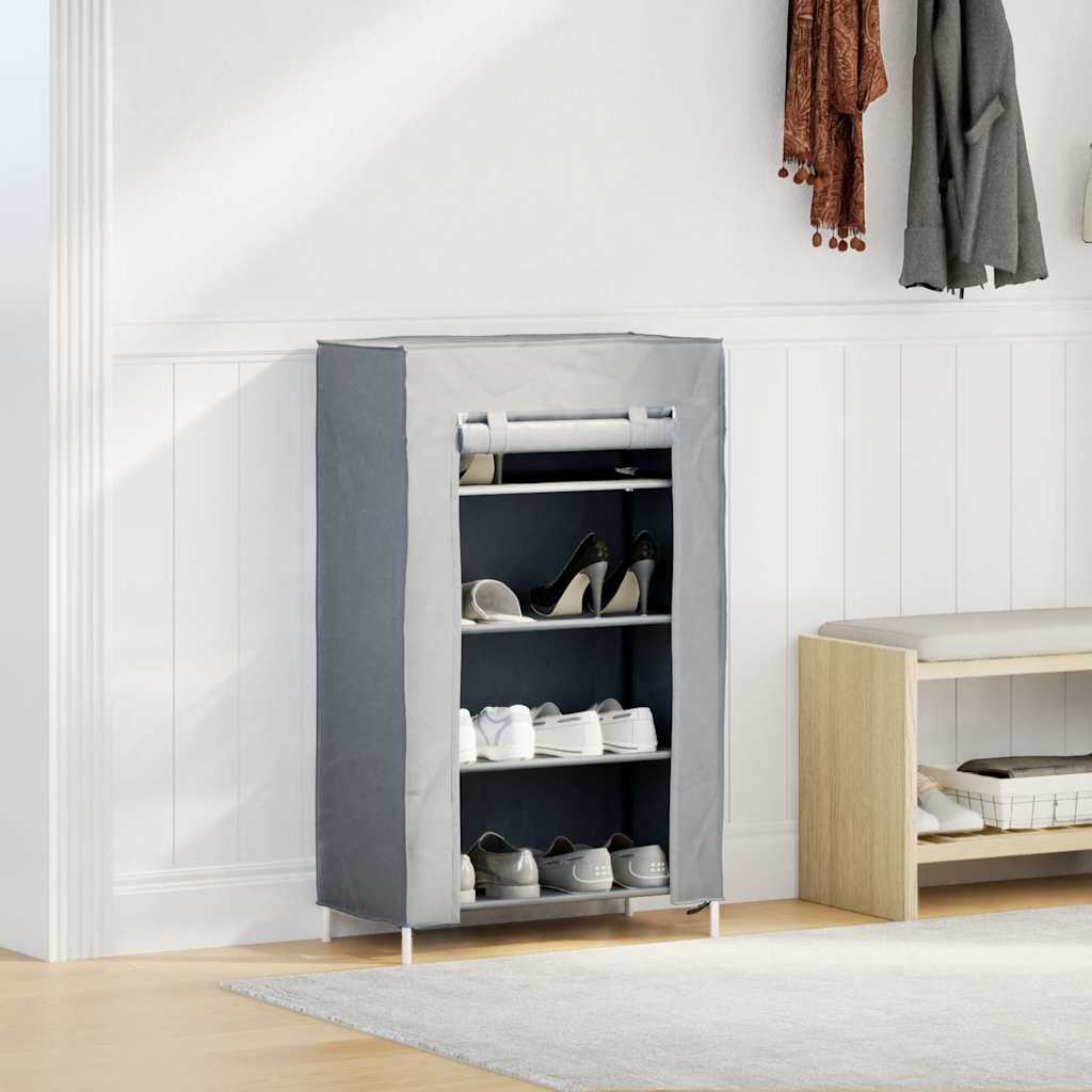 Shoe Cabinet Grey Non-woven fabric, powder-coated steel, plastic