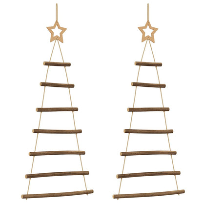  Hanging Christmas Trees with Top Stars 2 pcs 16.5x35.4" Natural Branch