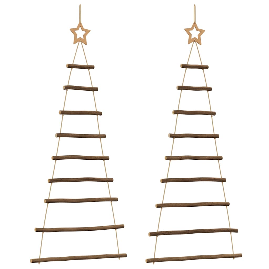  Hanging Christmas Trees with Top Stars 2 pcs 21.7x47.2" Natural Branch