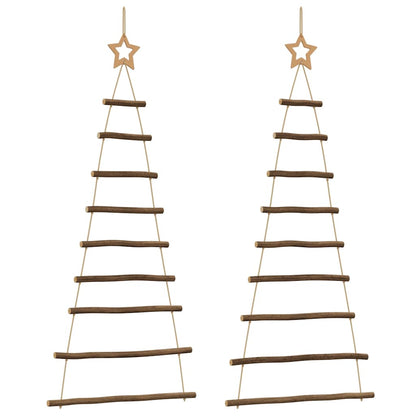  Hanging Christmas Trees with Top Stars 2 pcs 21.7x47.2" Natural Branch