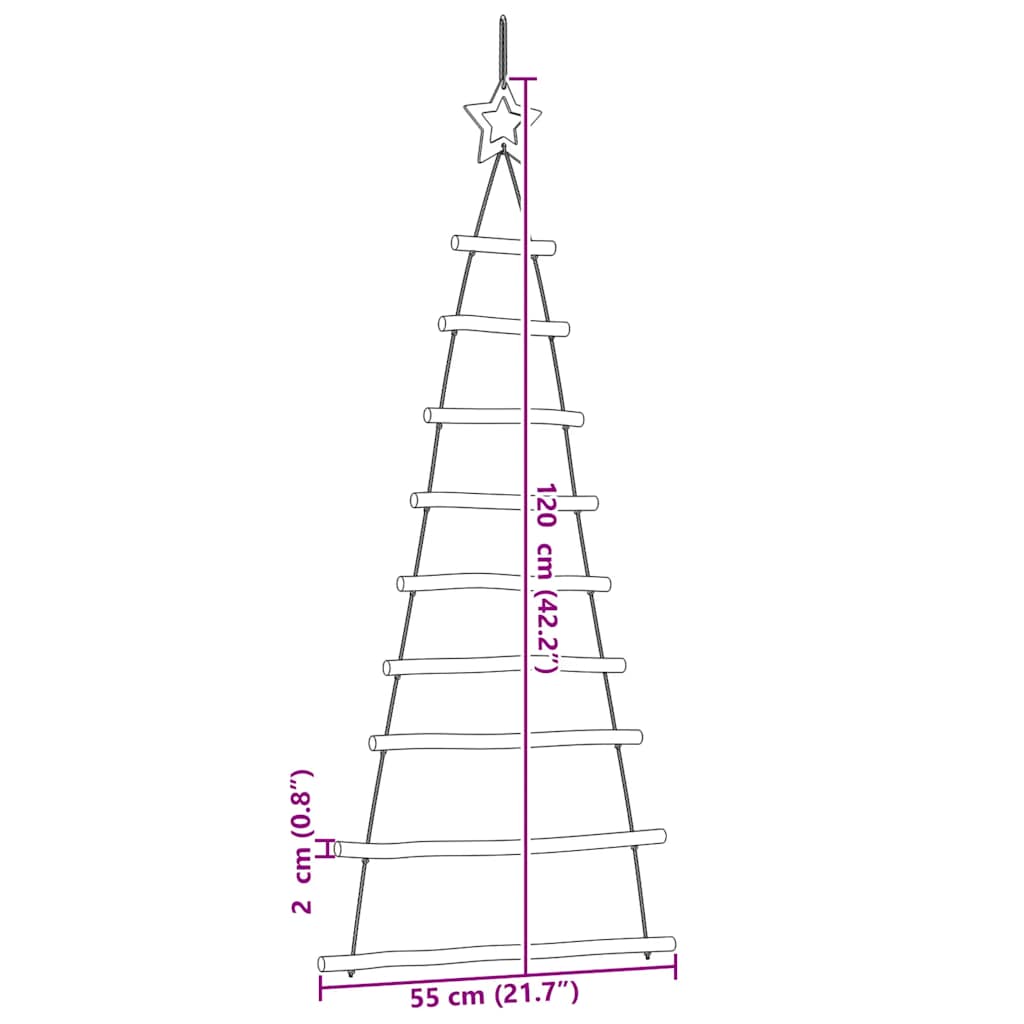  Hanging Christmas Trees with Top Stars 2 pcs 21.7x47.2" Natural Branch