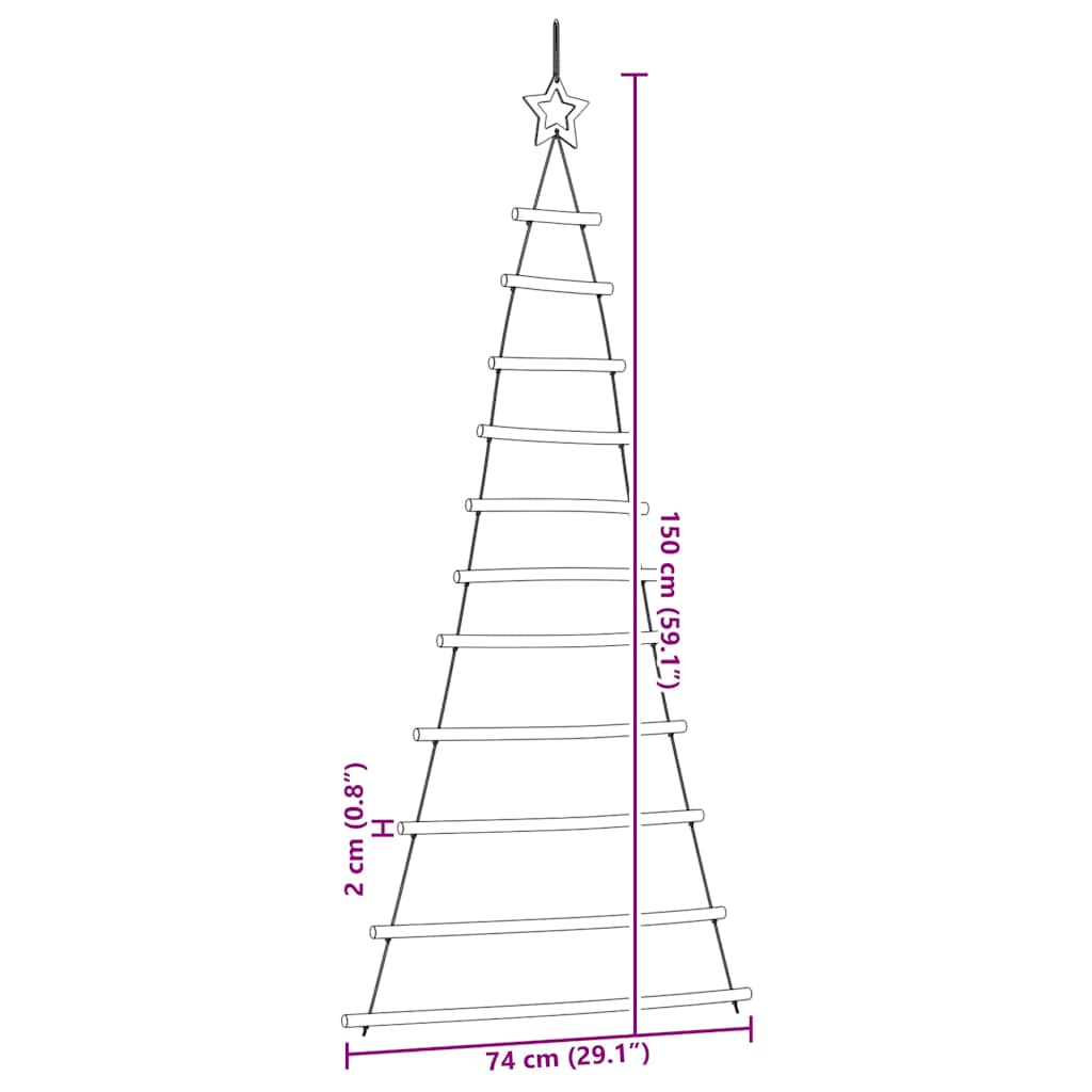  Hanging Christmas Tree with Top Star 29.1x59.1" Natural Branch