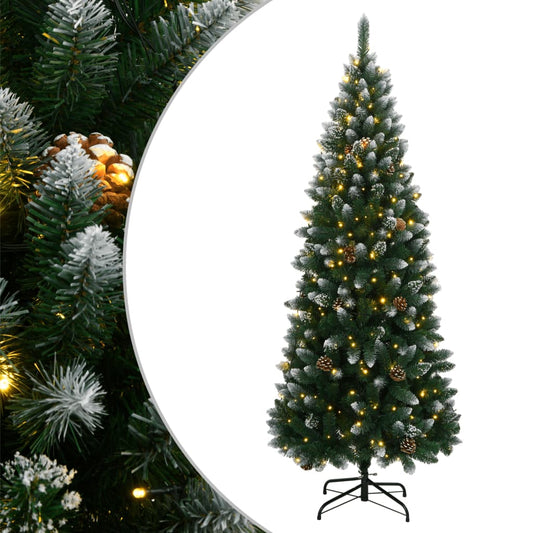 Artificial Christmas Tree Green and white PVC and steel 94.5 in
