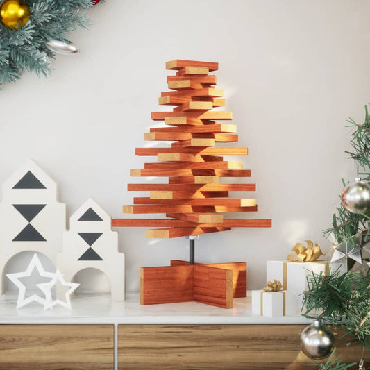 Wooden Christmas Tree Wax brown Solid pinewood Small Rotatable