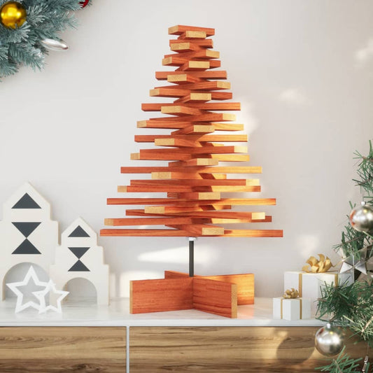 Wooden Christmas Tree Wax brown Solid pinewood 31.5 in Rotatable