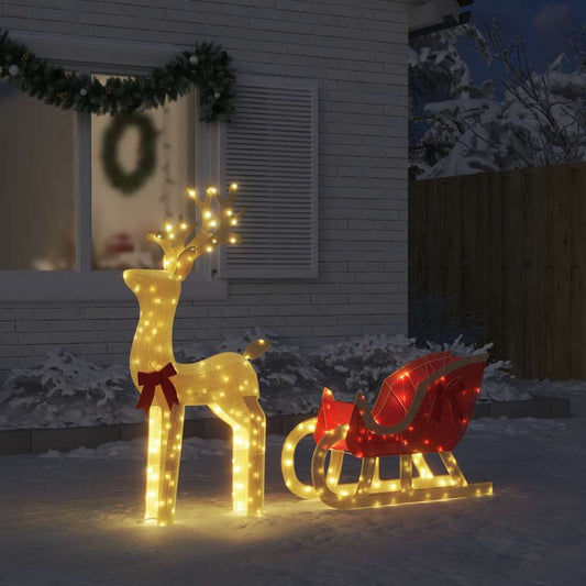 Christmas Decoration Gold, Warm white Fabric and metal Standard