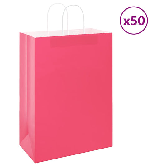 Paper Bags 50 pcs with Handles Pink 32x17x44 cm