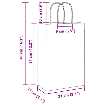 Paper Bags 50 pcs with Handles Blue 21x11x31 cm