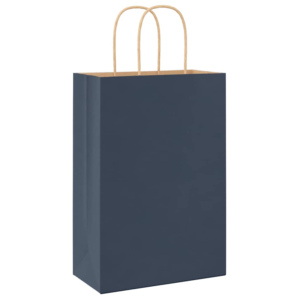Paper Bags 50 pcs with Handles Blue 21x11x31 cm
