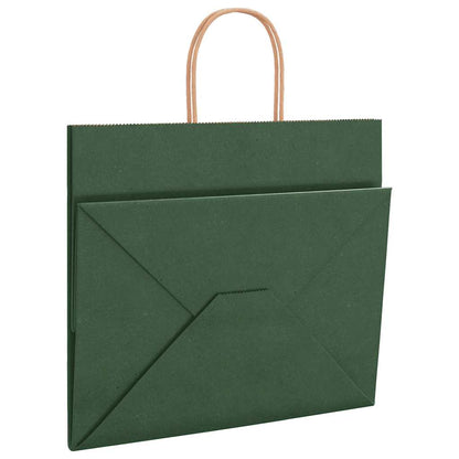 Paper Bags 50 pcs with Handles Green 32x22x28 cm