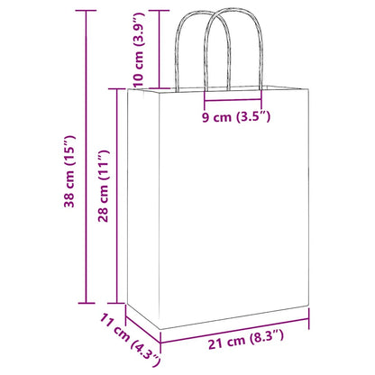 Paper Bags 250 pcs with Handles Green 21x11x28 cm
