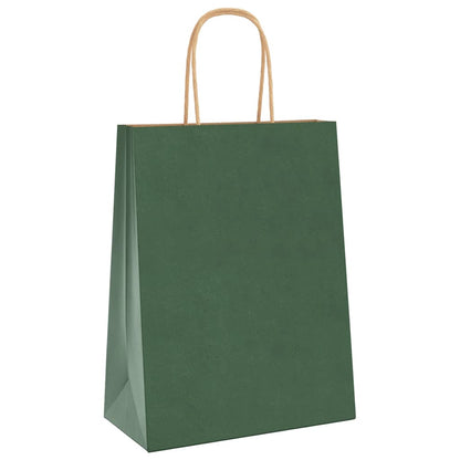 Paper Bags 250 pcs with Handles Green 21x11x28 cm