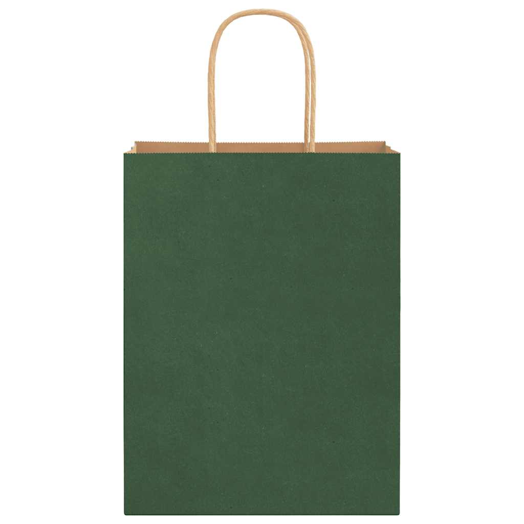 Paper Bags 250 pcs with Handles Green 21x11x28 cm
