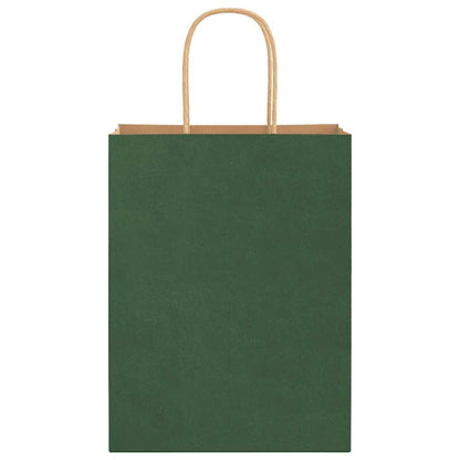 Paper Bags 250 pcs with Handles Green 21x11x28 cm