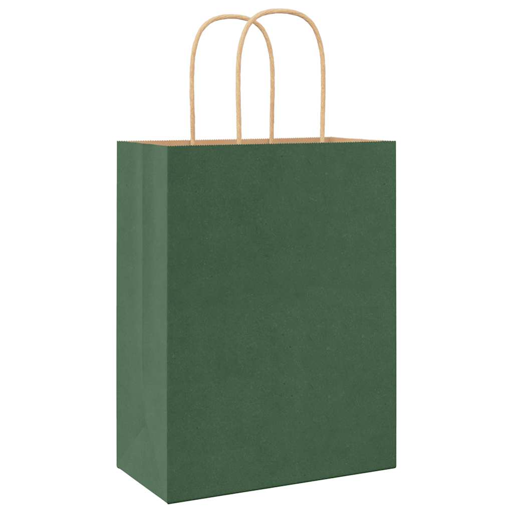 Paper Bags 250 pcs with Handles Green 21x11x28 cm