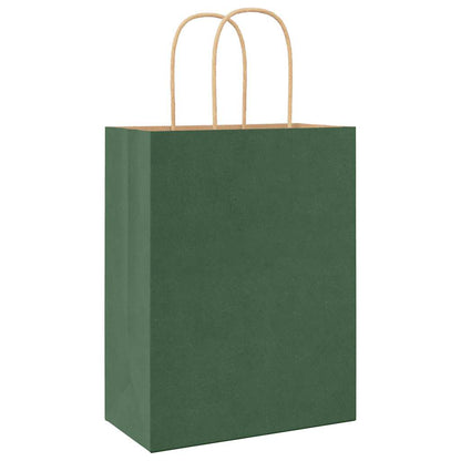 Paper Bags 250 pcs with Handles Green 21x11x28 cm