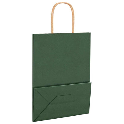 Paper Bags 250 pcs with Handles Green 21x11x28 cm