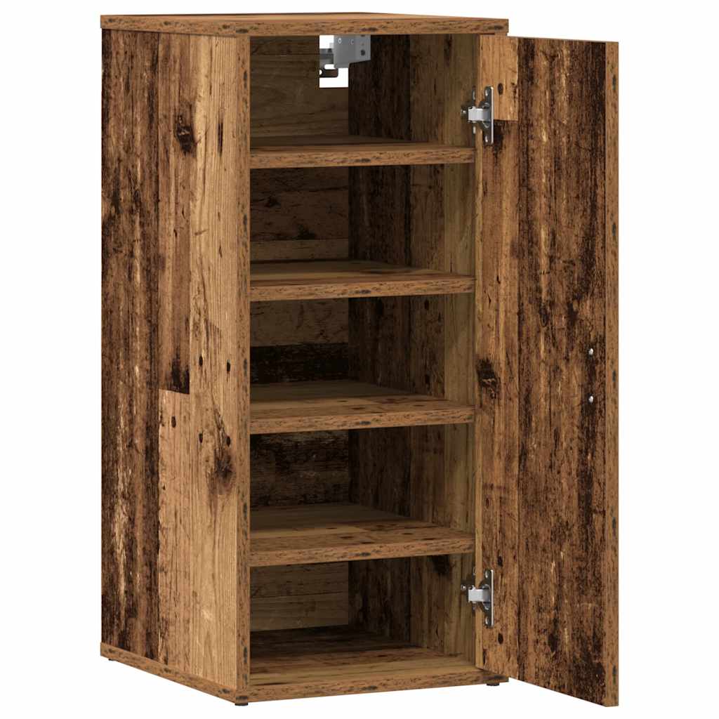Shoe Cabinet Set of 2 Old Wood Engineered Wood Medium