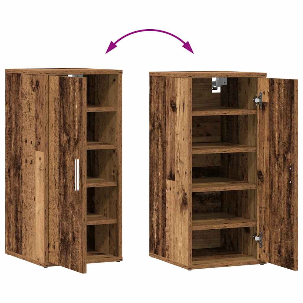 Shoe Cabinet Set of 2 Old Wood Engineered Wood Medium