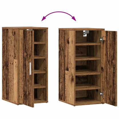 Shoe Cabinet Set of 2 Old Wood Engineered Wood Medium