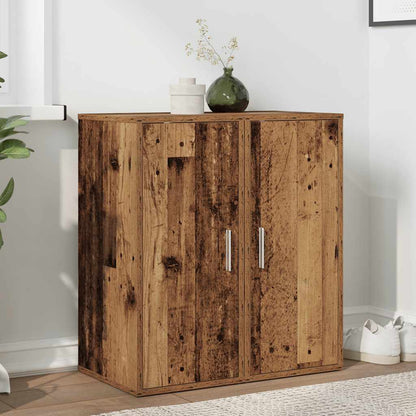 Shoe Cabinet Set of 2 Old Wood Engineered Wood Medium