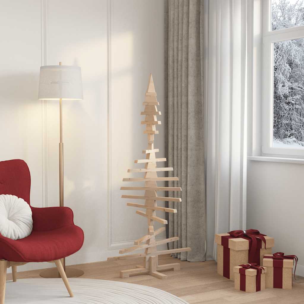 Wooden Christmas Tree Natural Wood Solid Pine Wood 59.1 in