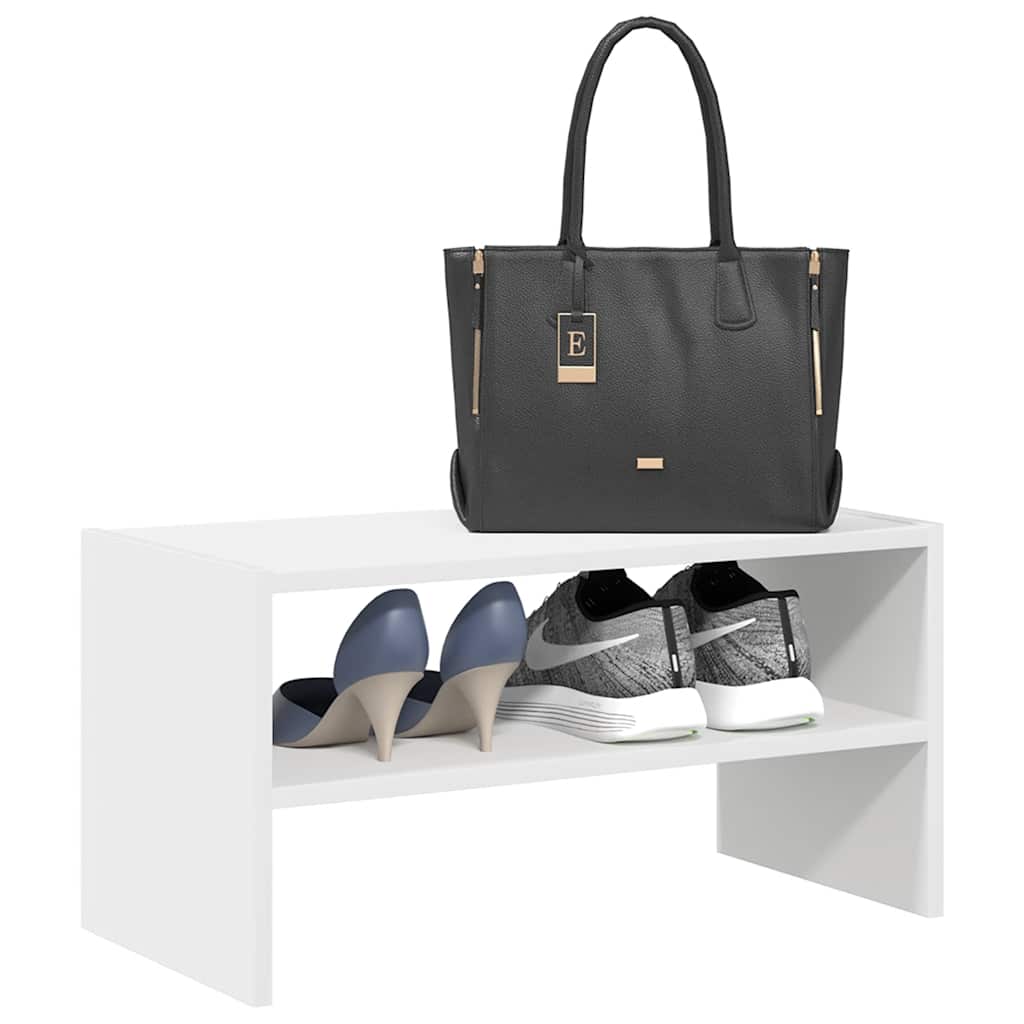 Shoe Rack White Engineered wood Compact Stackable Shoe Rack