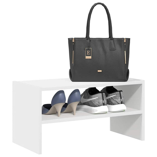 Shoe Rack White Engineered wood Compact Stackable Shoe Rack