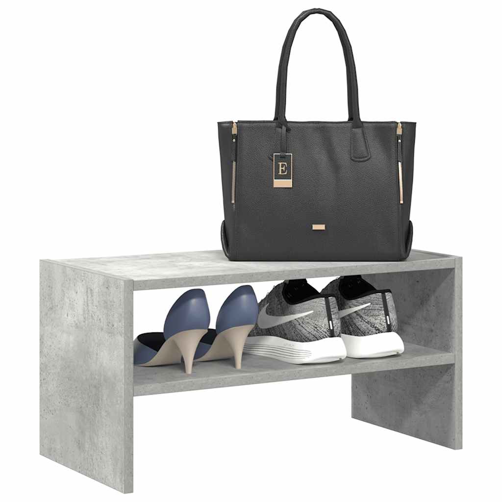 Shoe Rack Concrete Gray Engineered Wood Stackable Shoe Rack
