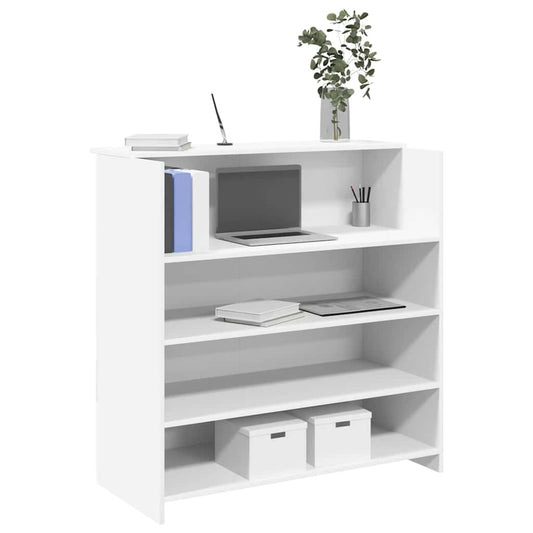 White Reception Desk Engineered Wood Medium Reception Desk