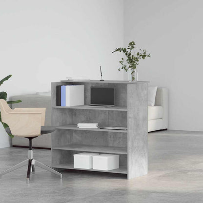 Reception Desk Concrete Grey Engineered Wood Medium