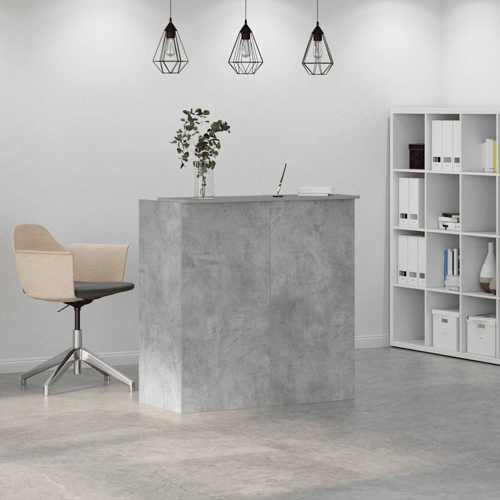 Reception Desk Concrete Grey Engineered Wood Medium