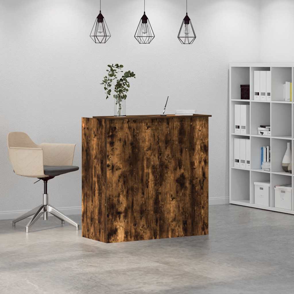 Reception Desk Smoked Oak Engineered Wood Medium Reception Desk