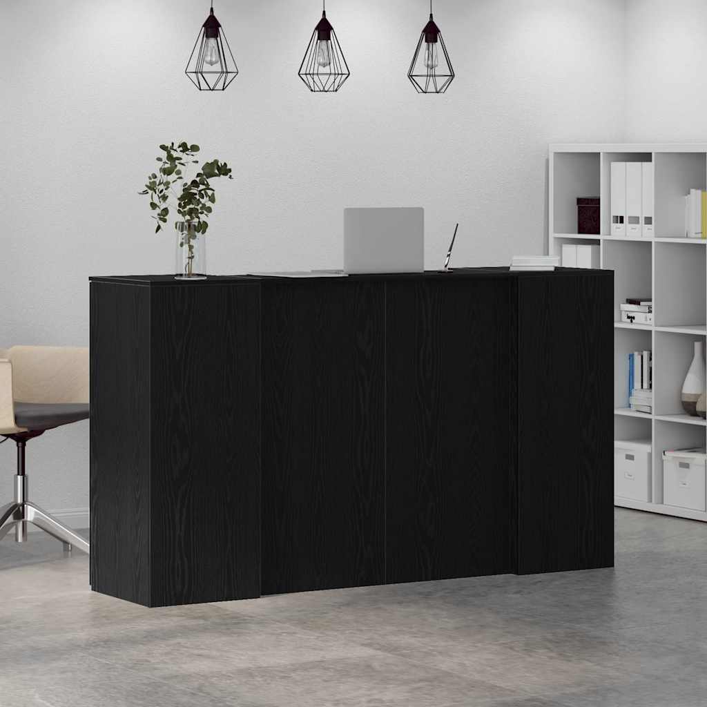 Reception Desk Black Oak Engineered Wood Large Reception Desk