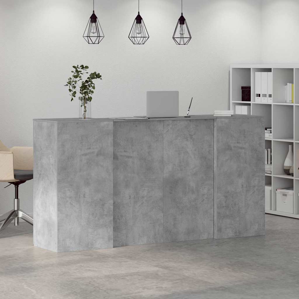 Reception Desk Concrete grey Engineered wood Large Reception Desk