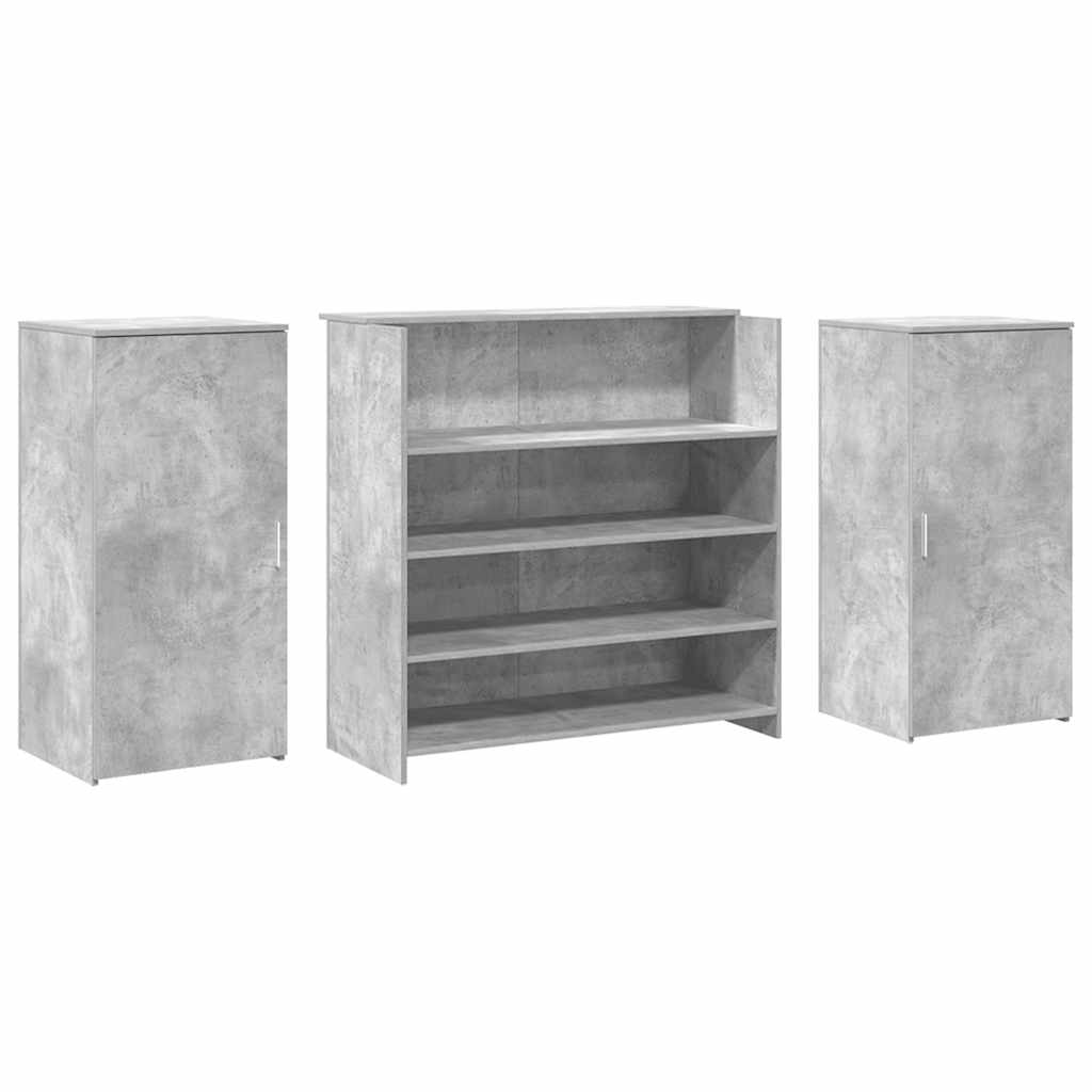 Reception Desk Concrete grey Engineered wood Large Reception Desk